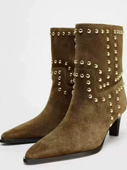Women’s Brown Suede Western Ankle Boots