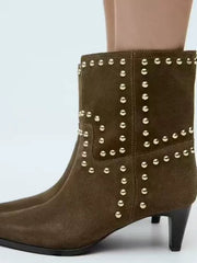Women’s Brown Suede Western Ankle Boots