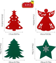 8 Pcs Christmas Silverware Holders Set Xmas Table Decorations Christmas Tree Star Angel Cutlery Holders Pockets Knifes Forks Tableware Bags Dinnerware for Party Home Restaurant Dinner Kitchen Decor