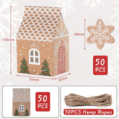 Christmas Party Gift Boxes, Kraft Paper Candy Boxes, Christmas Favour Bags, 50 Pieces