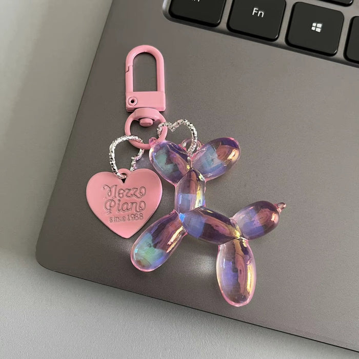 Bling Kawaii Cartoon Balloon Dog Keychain Key Ring for Women Men New Colorful Cute Bag Car Pendant Decoration Holder Accessories