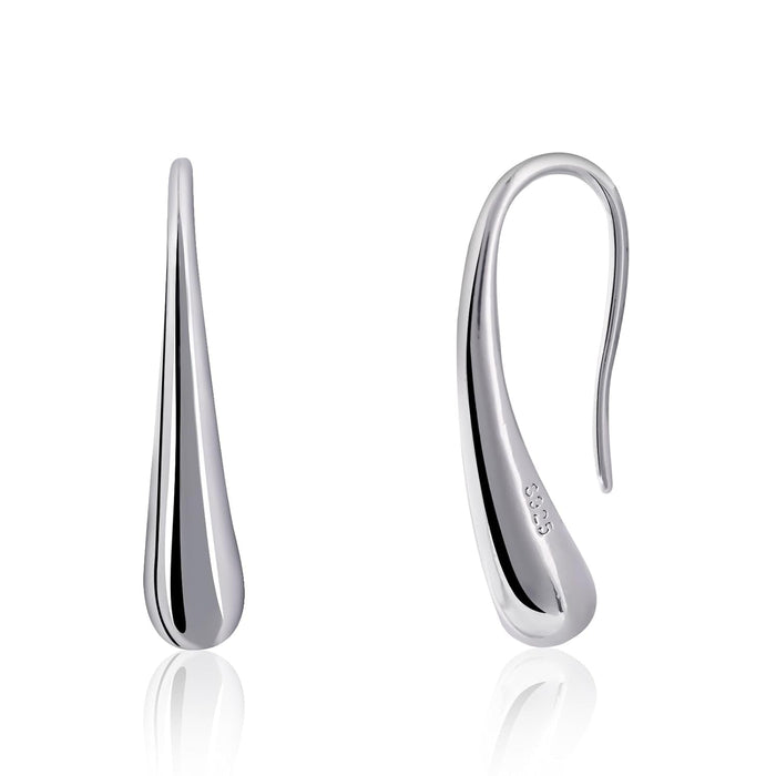 Silver Teardrop Pull through Earrings 925 Sterling Silver Earrings Drop Dangle Earrings Handmade Threader Earrings for Women