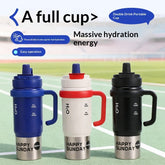 Ceramic-liner Insulated Mug Stainless-Steel Straw Ice-Resistant Bottle Large-Capacity Cup