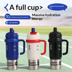 Ceramic-liner Insulated Mug Stainless-Steel Straw Ice-Resistant Bottle Large-Capacity Cup