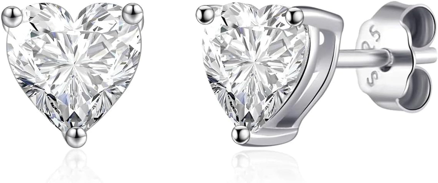 Sterling Silver Heart Stud Earrings Created with Zircondia® Crystals