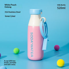 Milk Bottle With A 316 Stainless Steel Straw Cup