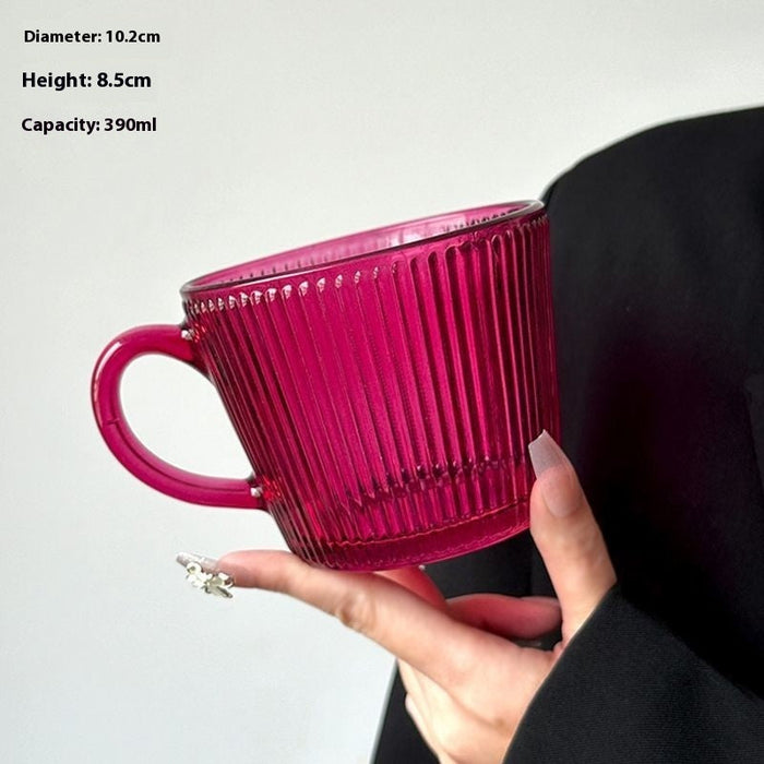 Rose Red Glass With Handle Good-looking Household Beverage Water Cup