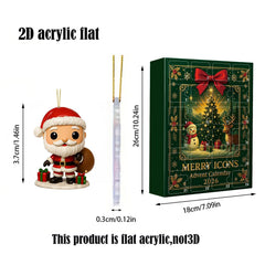 24 Day Christmas Advent Calendar Blind Box Acrylic Ornaments Xmas Gift