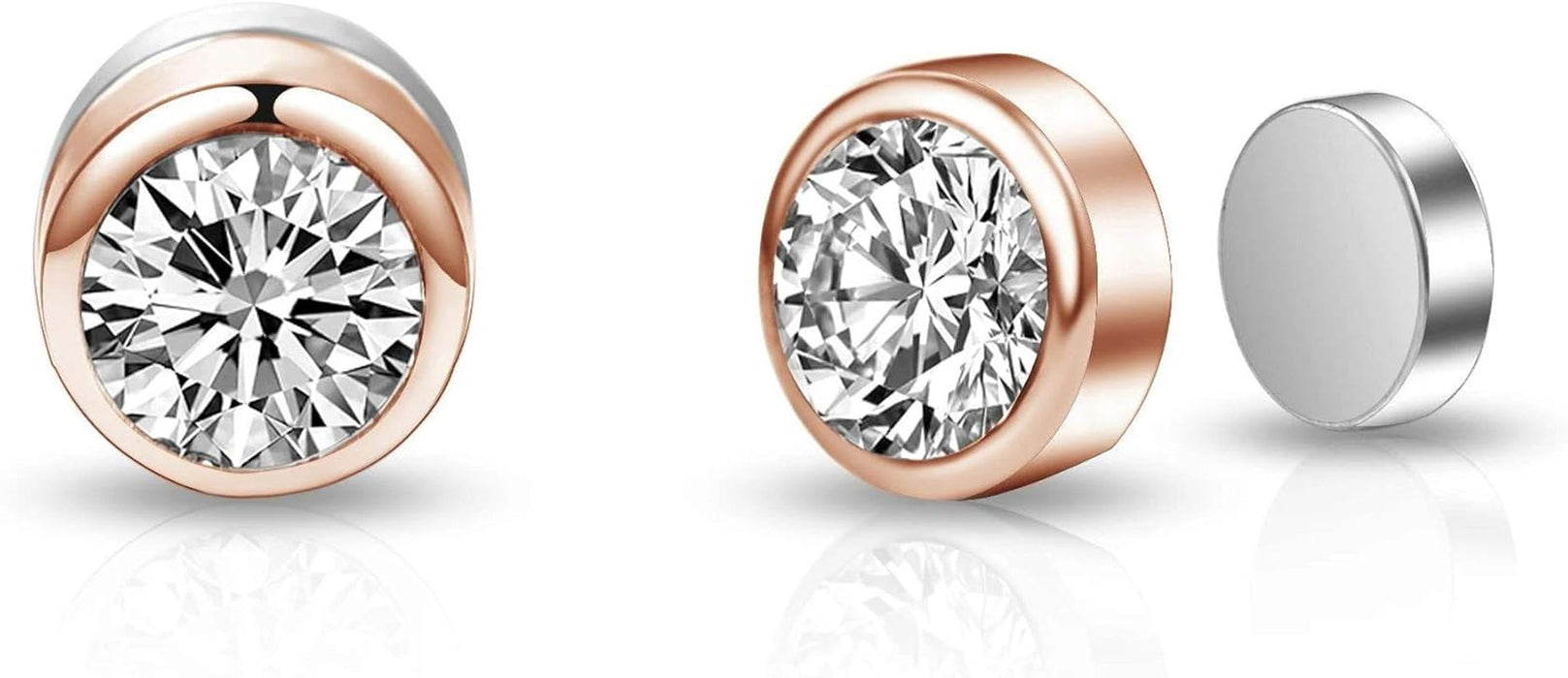 Rose Gold Plated 6Mm Magnetic Clip on Earrings Created with Zircondia® Crystals