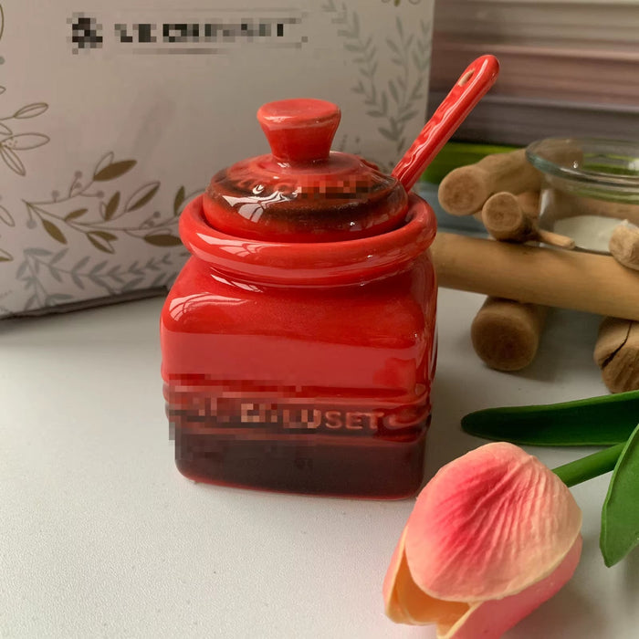 French Seasoning Salt Can Set Kitchen Ceramic Jars Gradual Change Color Household Seasoning Box Bottles with Spoon