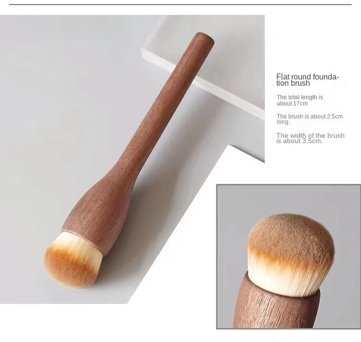 New 1Pcs European Vintage Wood Handle Makeup Brush High Quality Walnut Loose Powder Blush Foundation Contour Brush Super Soft