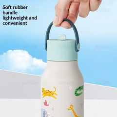 Cartoon Baby Titanium Drop-Resistant Straw Water Bottle