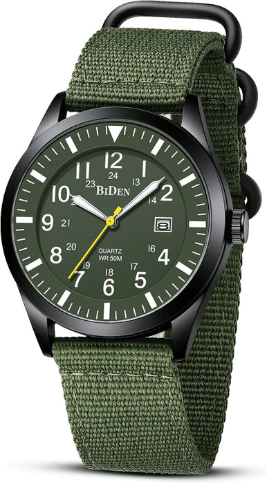 Mens Watches Military Watches for Men Analogue Quartz Waterproof Wrist Watches for Men Date Display Nylon Army Tactical Sports Minimalist Watches