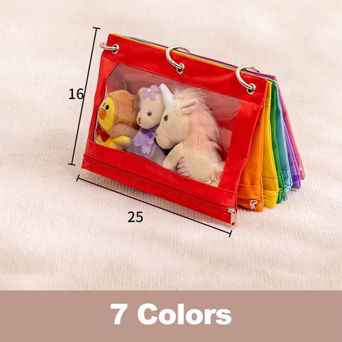 Cute Rainbow Seven Color Storage Bag Stationery Bag Hangable Children Sorting Bag Transparent Oxford Fabric Bag