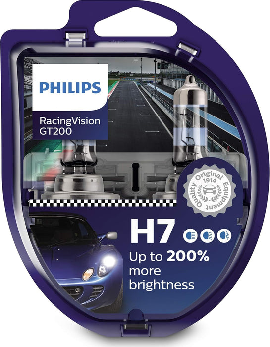 Racing Vision GT200 H7 Headlight Bulb +200%, Double Set,