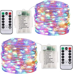 2 Pack Fairy Lights Battery Operated with Remote Multi Colour 10M