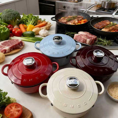 Ecocity Cast Iron Casserole Pot, 24cm Non-Stick Soup Pot