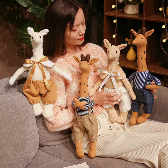 INS Kawaii Animal Baby Bedroom Accompanying Dolls Cute Giraffe Plush Toys for Children Stuffed Alpaca Doll for Kids Comfort Toys