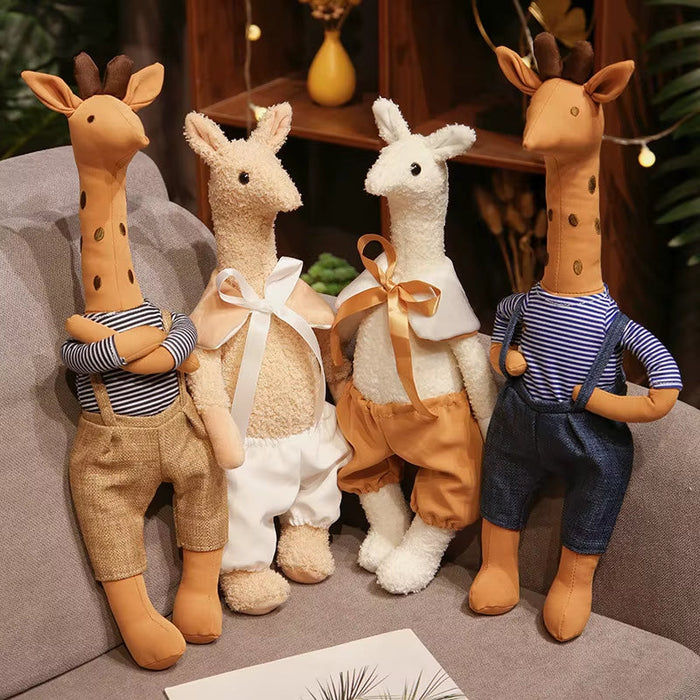INS Kawaii Animal Baby Bedroom Accompanying Dolls Cute Giraffe Plush Toys for Children Stuffed Alpaca Doll for Kids Comfort Toys