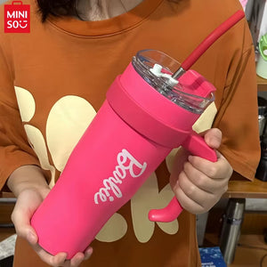 '-Copo De Agua Rosa Barbie Serie Para Meninas Grande Capacidade Palha Bling De Aco Gigante Tendencia Presente De Aniversari