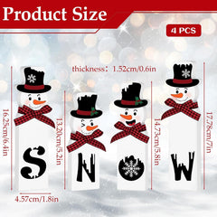 Christmas Decorations, Set of 4 Snowman Tabletop Decor, Traditional Indoor Xmas Decorations, 15 Cm Festive Holiday Centerpiece for Home and Kitchen