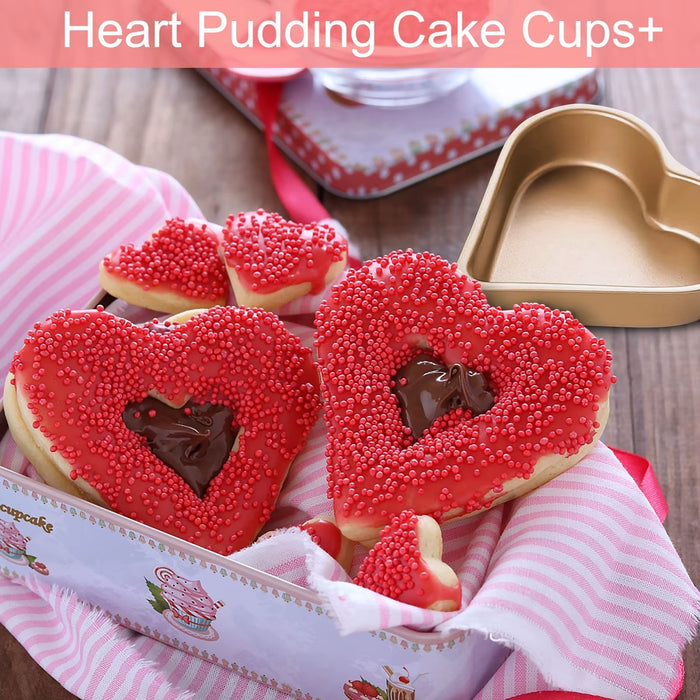 5Pcs Mini Cake Mould Heart Shaped Cake Pan Non-Stick Pudding Cake Cup Reusable Mousse Pastry Baking Mold for Kitchen Bakeware
