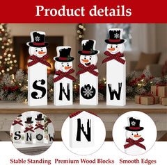 Christmas Decorations, Set of 4 Snowman Tabletop Decor, Traditional Indoor Xmas Decorations, 15 Cm Festive Holiday Centerpiece for Home and Kitchen
