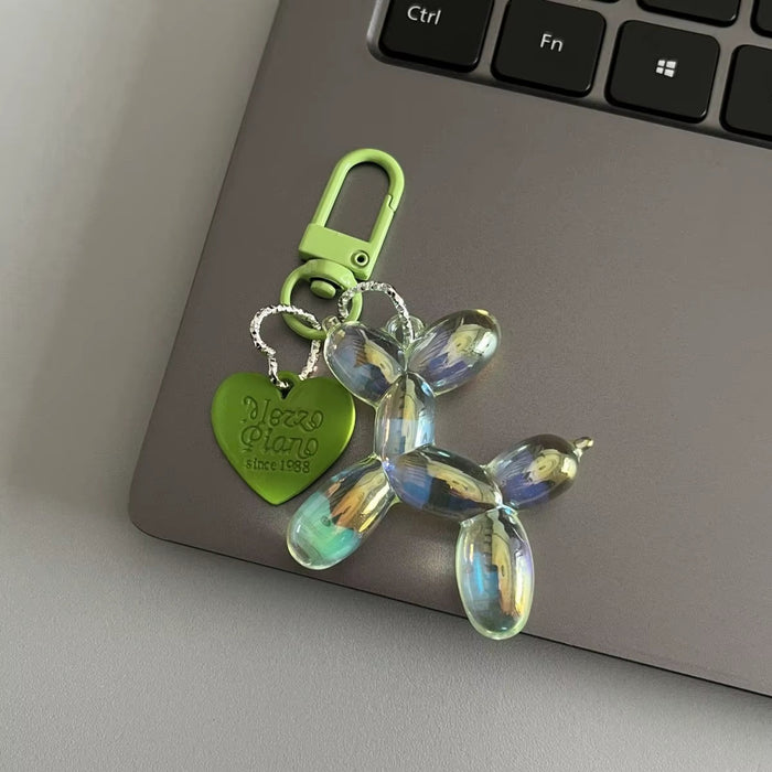 Bling Kawaii Cartoon Balloon Dog Keychain Key Ring for Women Men New Colorful Cute Bag Car Pendant Decoration Holder Accessories