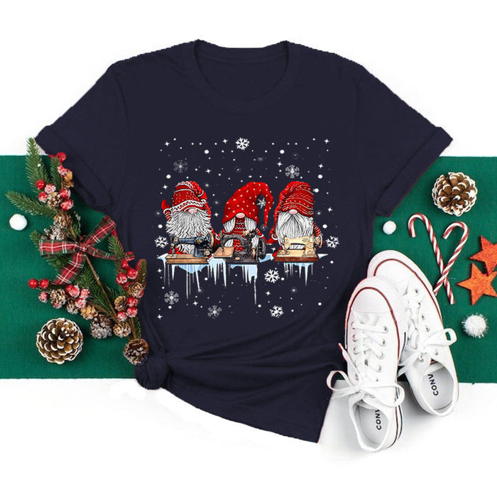 Christmas New Printed Pattern Round Neck Short Sleeve T-shirt
