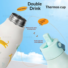 Cartoon Baby Titanium Drop-Resistant Straw Water Bottle