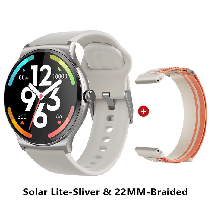 Solar Lite Smart Watch 1.38" Display Bluetooth 5.3 100+ Watch Faces Spo2 Heart Rate Monitor 20 Days Endurance Smartwatch