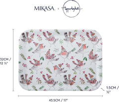 Tipperleyhill Large Rectangle Serving Tray, 43.5Cm X 32Cm Melamine Kitchen Tray, Perfect for Dinner and Drinks, Suitable for All Occasions, Christmas Robin Themed Collection, Ideal for Gifting