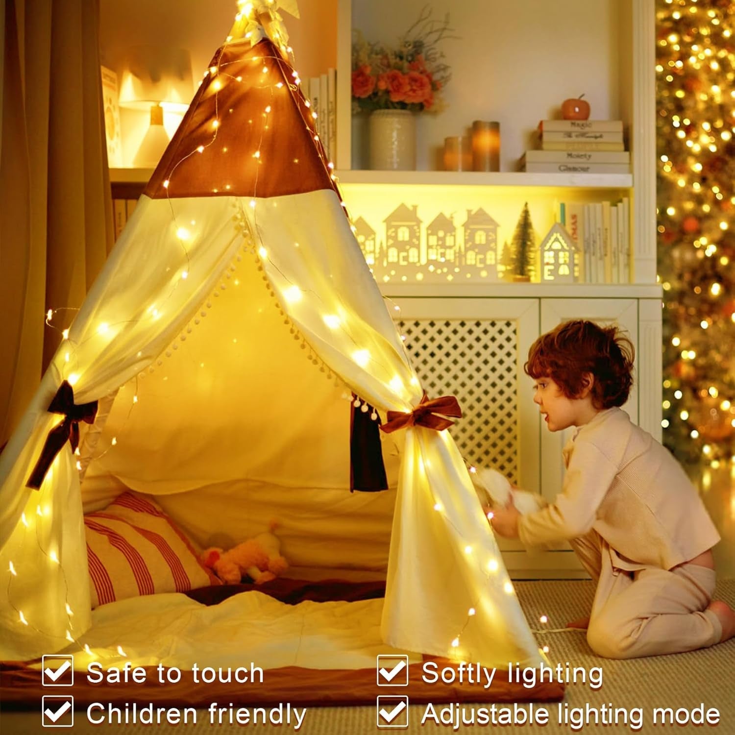 220LED Fairy Lights Mains Powerd with Remote & Timer(Warm White)