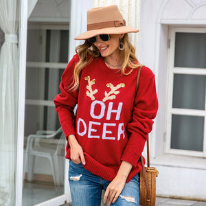 Autumn And Winter Women's Christmas Long Sleeved Pullover