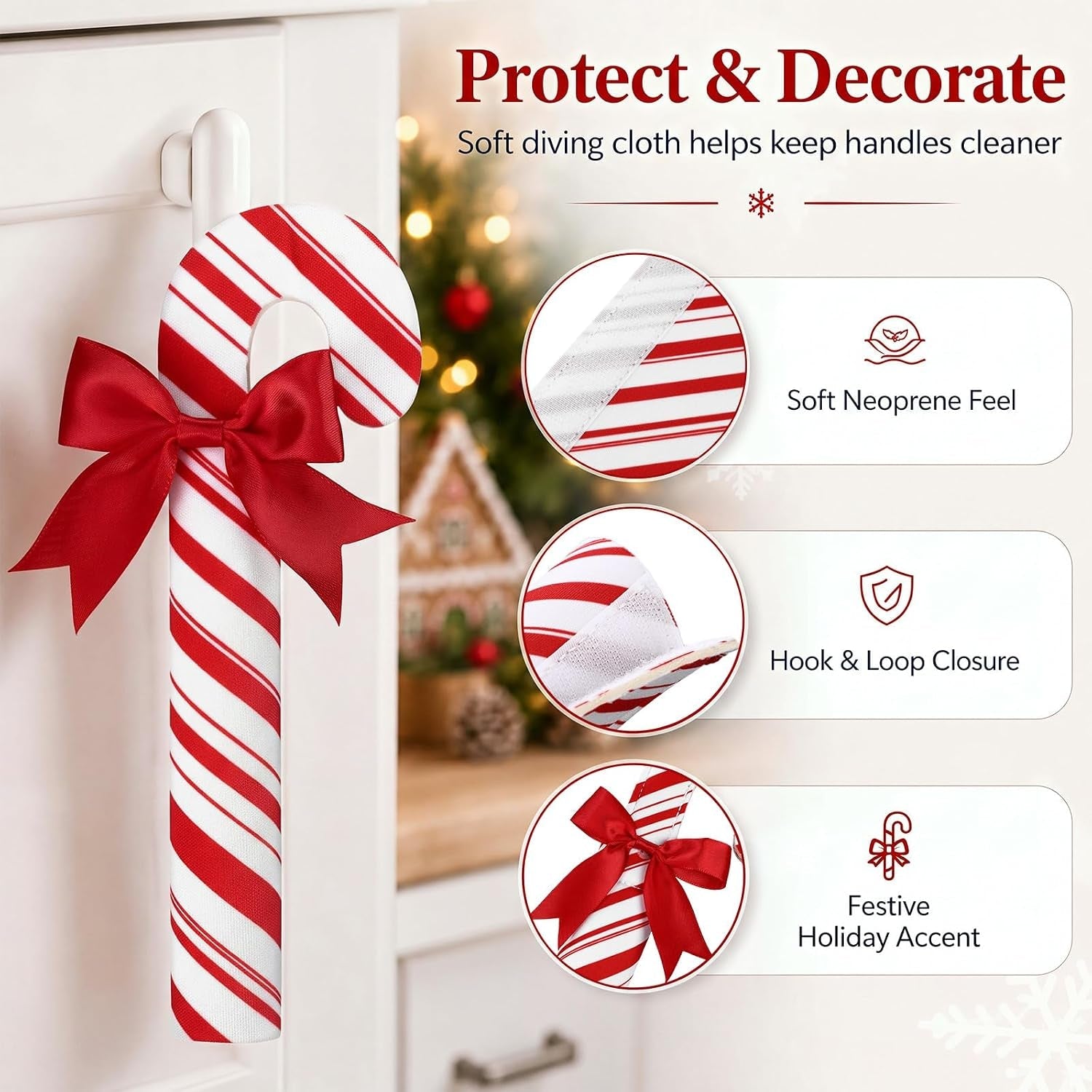 10 Pcs Christmas Candy Cane Cabinet Handle Covers Peppermint Stick