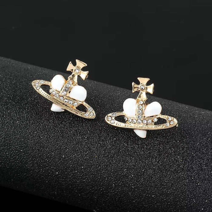 Saturn Planet Stud Earrings for Women Girl Heart Earrings