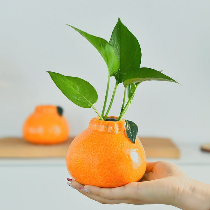 Orange Ceramic Small Vase Ornaments Living Room Flower Arrangement Hydroponic Plant Flowers Green Radish