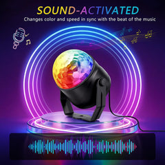 Disco Lights, Party Lights, 360°Rotation Sound Activated, LED Mini Disco Balls with Remote Control, 3W RGB, Portable Strobe Light for Birthday, Family, KTV, Halloween Christmas Decorations, 2 Packs