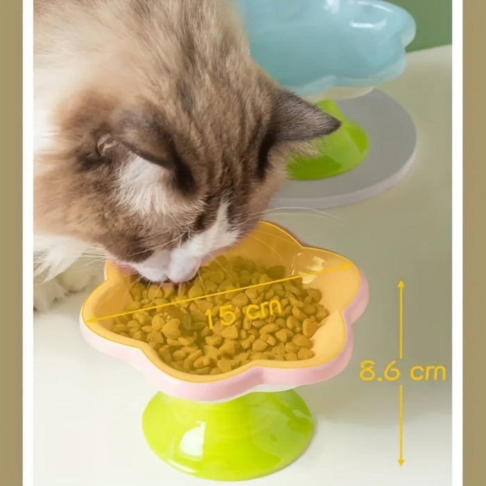 Raised Ceramic Bowl With pet Flower Design Raised pet Food Bowl