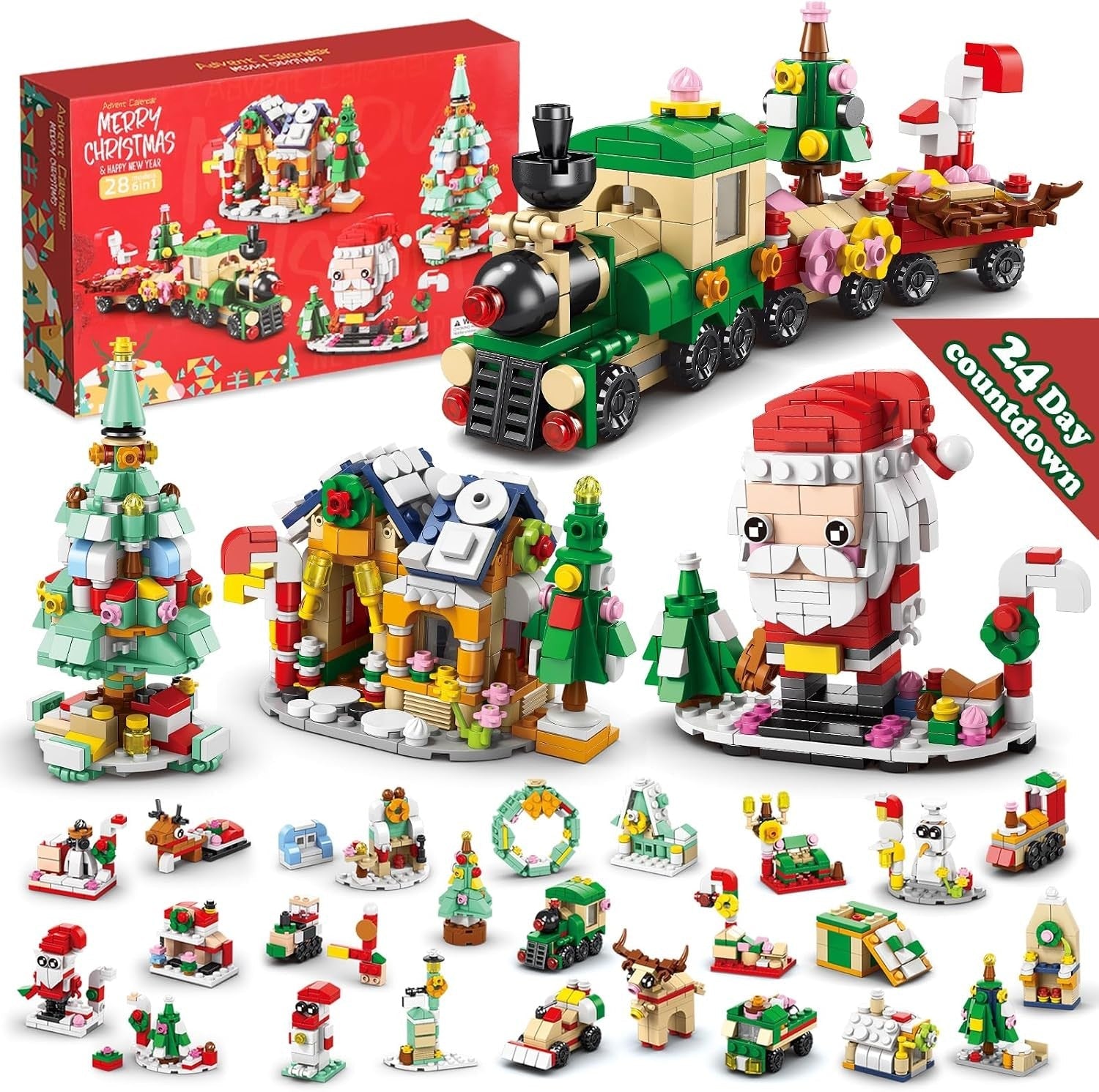 24 Days Countdown Christmas Advent Calendar Kids Building Blocks Toys Gift Boxes