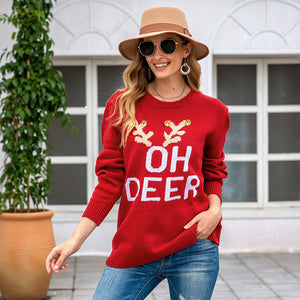 Autumn And Winter Women's Christmas Long Sleeved Pullover