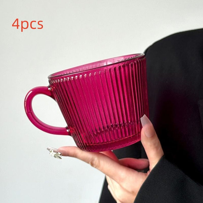 Rose Red Glass With Handle Good-looking Household Beverage Water Cup