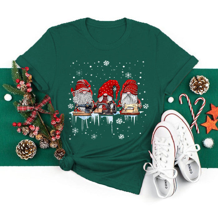 Christmas New Printed Pattern Round Neck Short Sleeve T-shirt