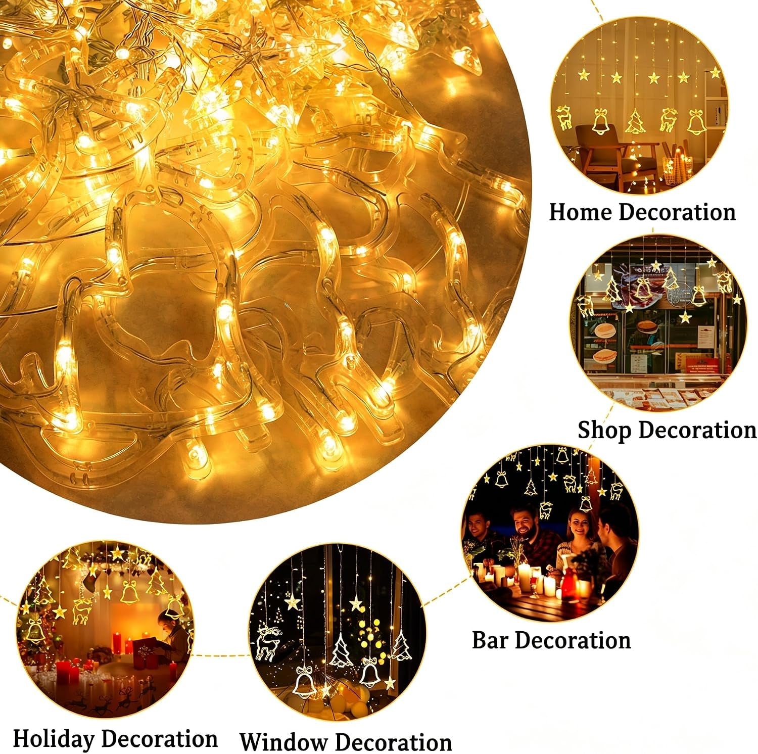 Christmas Fairy Lights with Christmas Pattern 8 Modes 138 LED 1PC
