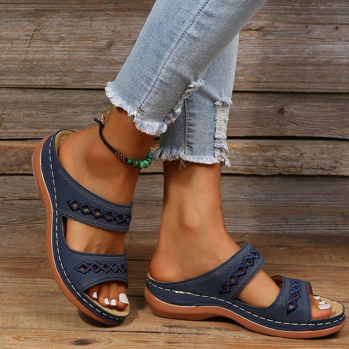 New One-word Slippers For Women Spring New Muffin Platform Slippers