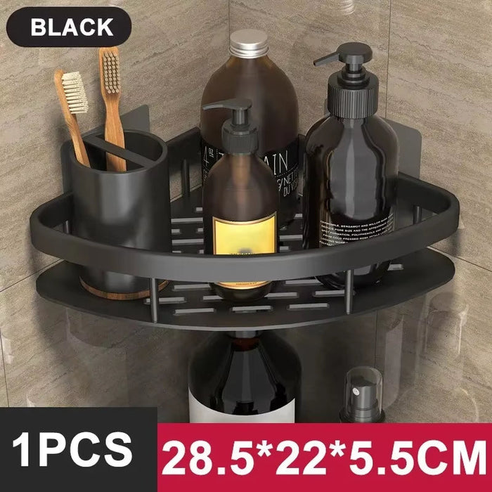 Bathroom Shelf Kitchen Storage Organizer Aluminum Alloy Shampoo Rack Shower Shelf Bathroom Accessories No Drill Shelf