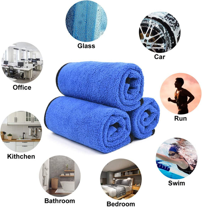 Microfibre Cleaning Cloths, 6 Pack, Two-Layer Thickened Towels, Lint Free Super Absorbent Towel for Household and Car Washing, Drying, Detailing, 40X30Cm