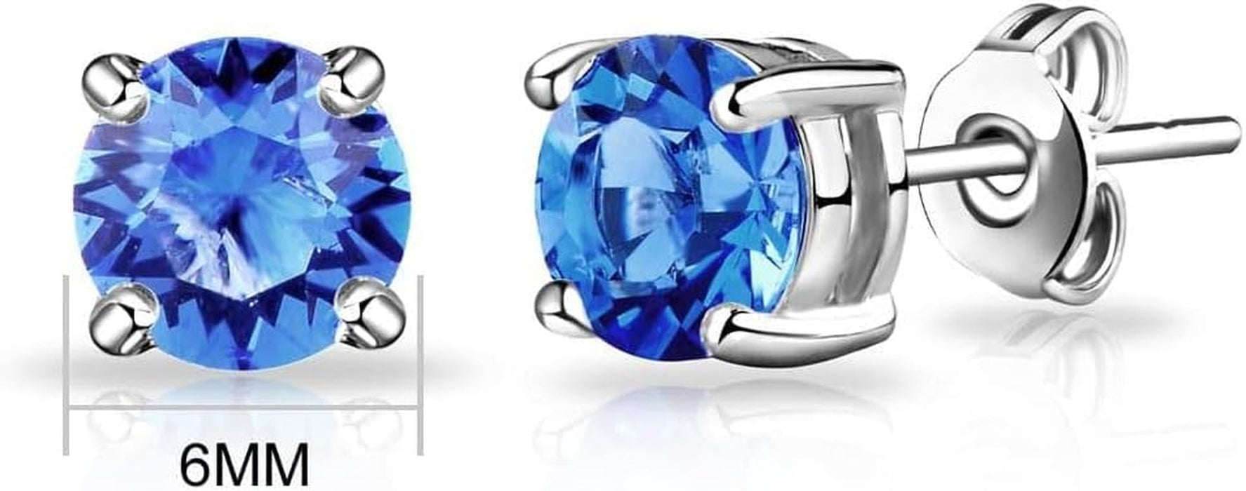 Dark Blue Stud Earrings Created with Zircondia® Crystals