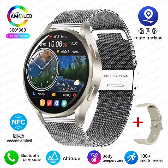 New for Samsung Galaxy Watch 6 Classic Smartwatch Men AMOLED HD Screen Voice Assistant Bluetooth Call NFC Smart Watch for Women