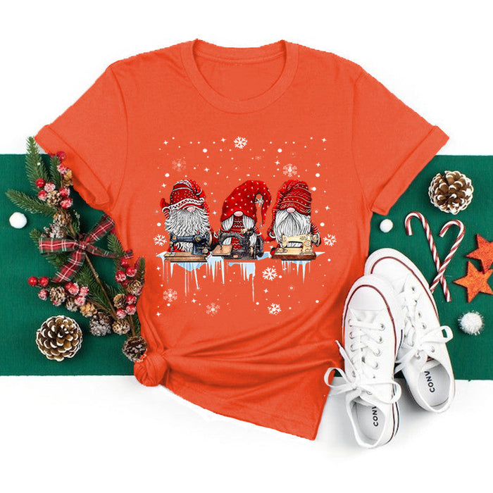 Christmas New Printed Pattern Round Neck Short Sleeve T-shirt
